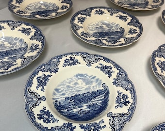 Vintage Johnson Bros Old Britain Castles IRONSTONE Blue Bowl Made in England