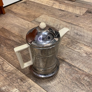 Vintage Heatmaster Thermo-Teekanne | Chrom & Keramik Kaffeekanne | Art Deco Made in England