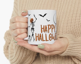 Dancing Skeletons Halloween Coffee Mug: Spooky Season Vibes