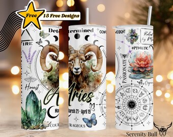 Ram Zodiac Tumbler Wrap: naadloos sublimatieontwerp (digitale download)