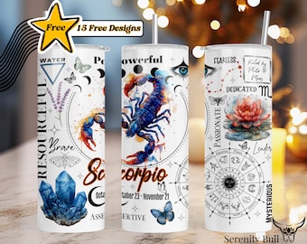 Scorpio Zodiac Tumbler Wrap: naadloos sublimatieontwerp (digitale download)