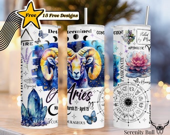 Ram Zodiac Tumbler Wrap: naadloos sublimatieontwerp (digitale download)
