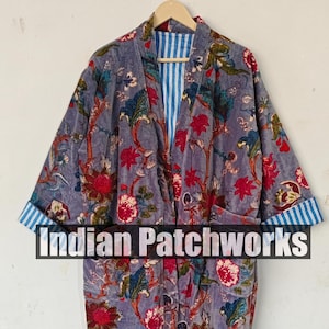 Women's Floral Print Velvet Kimono Robe, Luxury Velvet House Robe, Handmade Long Winter Coat, Women's Sleepwear, Velvet Robe, Bridal Robe