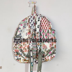 Patchwork Cotton Backpack: Reversible Bohemian Laptop Bag