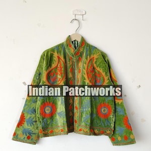 Hand Embroidered Velvet Suzani Jacket: Boho Hippie Coat