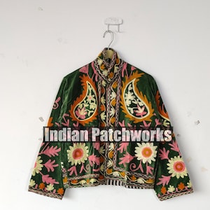 Velvet Suzani Embroidered Jacket: Boho Spring Coat