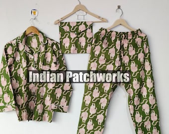100% Cotton Pajama Set Night Wear, Soft Cotton Night Suit-Pure Cotton Pj's, block Print Pajamas, Pajamas Set Party Pajama Bridesmaid