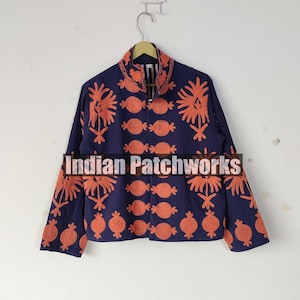 Hand Embroidered Velvet Suzani Jacket: Handmade Cotton Short Coat