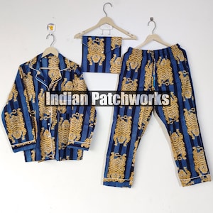 Women Cotton Pants Shirt Set, Pj Set, Night Suit, Indian Cotton Pajama Set, Cotton Hand Block Print, 100% Cotton Light & Soft Night Dress