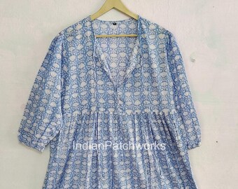 ¡Rebajas navideñas! Vestido de playa para mujer con estampado floral, vestido de verano, maxivestido de algodón indio, vestido cruzado estilo boho hippie, tallas grandes, hecho en India.