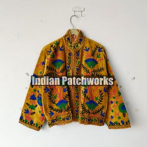 Handmade Embroidered Velvet Suzani Jacket: Bohemian Winter Coat
