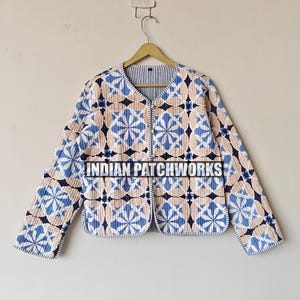 New Printed Jacket, Cotton Quilted Handmade Cotton Floral Jacket Reversible Strip Quilted Cotton Jacket Party Wear Gift For Women&#39;s