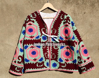 Handmade Suzani Embroidered Jacket: Cotton Winter Coat