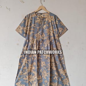 Gray Hand Block print Midi Mini women girls Dress,Deep Neck with string closer bohemian dresses wedding bohemian boho hippie giftsdress