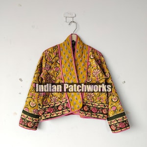 Handmade Cotton Quilted Jacket: Indian Patchwork Reversible Coat