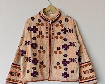 Suzani Embroidery Handmade Jacket, Velvet Suzani Jacket, Winter Wear Jacket Coat, Womens Coat, velvet Suzani Jacket, Robe, Gift For Her,