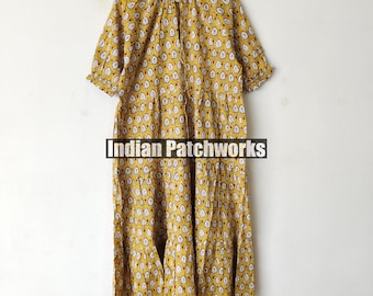 Block print dress, women dress, Cotton dress Summer dress women floral dress women, boho dress, Beach dress, Vacation New Jaipur Print Dress