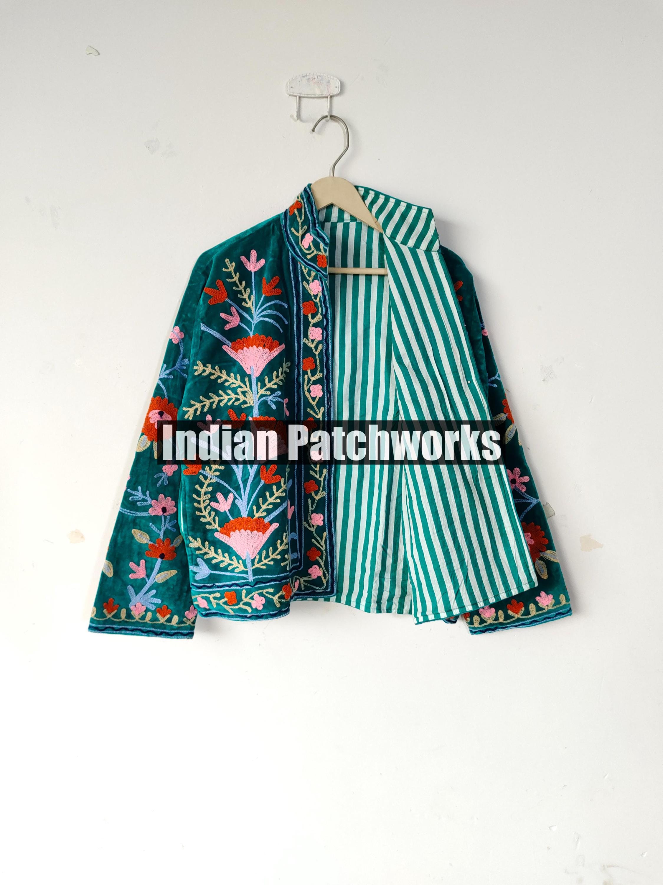 ベルベットのスザニ刺繍ジャケット：ボヘミアンフェスティバルコート