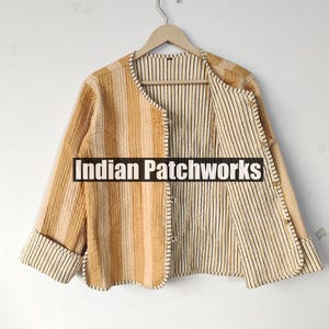 Block Printed Cotton Quilted Jacket: Handmade Boho Style Coat