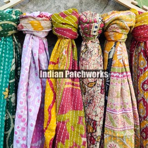 Wholesale Lot: Reversible Kantha Scarves - Indian Patchwork Cotton