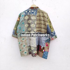 Cotton Patchwork Kantha Kimono Hand Embroidery Khambadia Kimono Jacket| Patchwork Cotton Kimono | Kimono Jacket | Unisex Kantha HouseRobe image 9