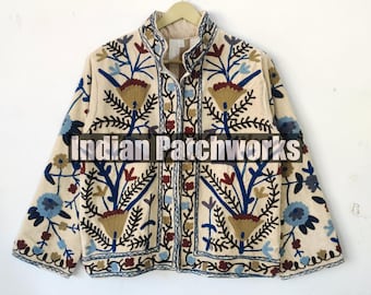 Handmade Suzani Embroidered Jacket: Velvet Winter Coat