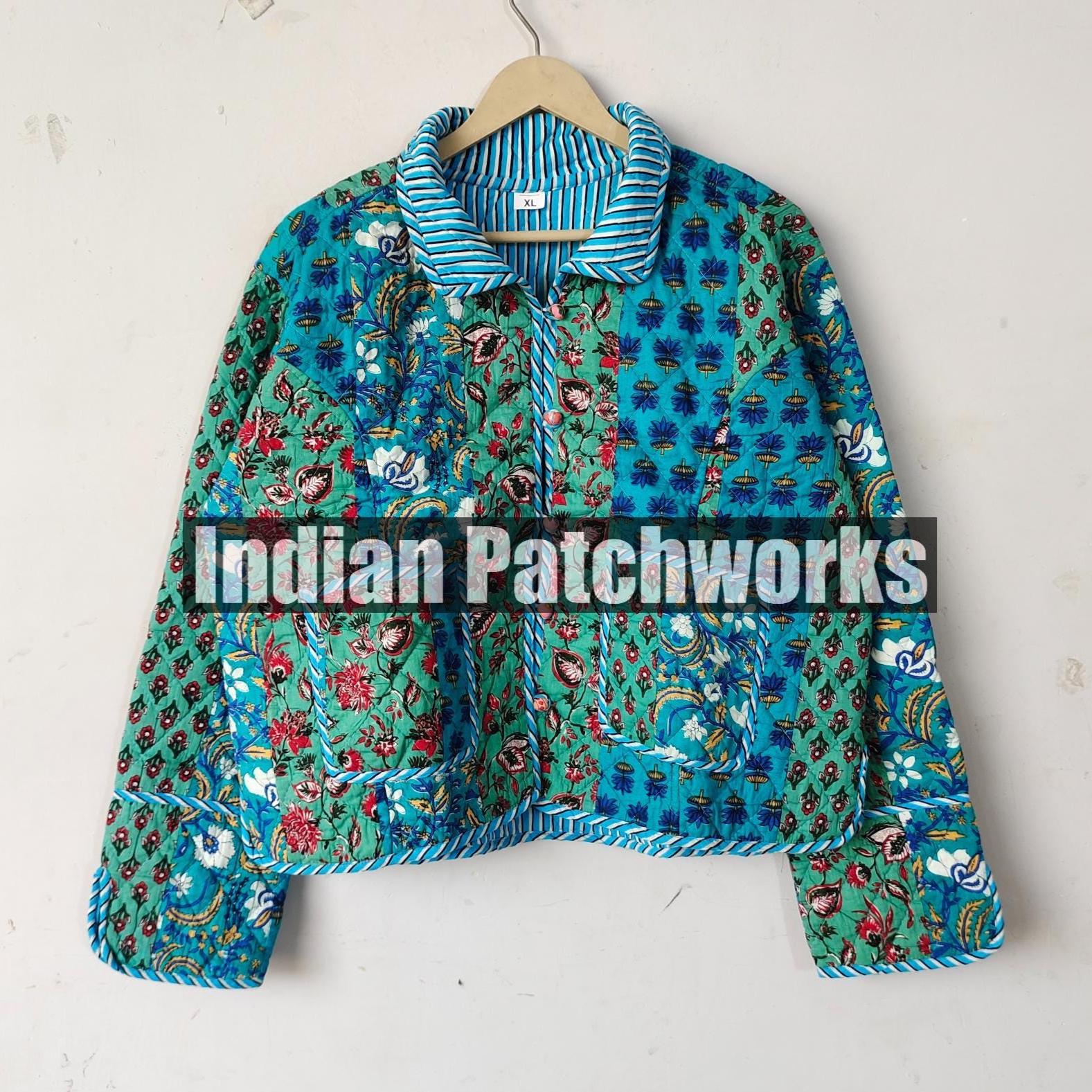 AMERI ★ INDIA BLOCK PRINT JACKET Reversible Block Print Quilted Jacket: Indian Patola Cotton