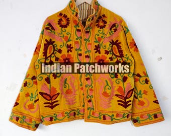 Bohemian Short Jacket, Hand Embroidered Jacket, Indian Suzani Jacket, Hippie Jacket, Luxurious Velvet Jacket, One size fits All