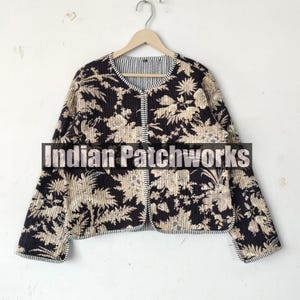Block Print Reversible Jacket, Cotton Quilted Handmade Cotton Floral Jacket Reversible Strip Quilted Cotton Jacket Party Wear Gift For GF