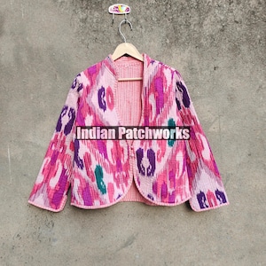 Women&#39;s Quilting Jacket Indian Vintage Floral Short Ladies Jacket / Coat Handmade Gifts for Her Block print Quilted Jacket Cotton Boho