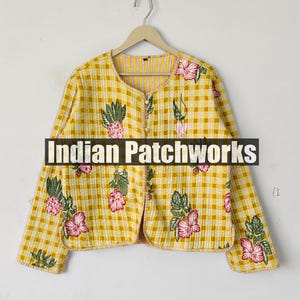 Reversible Cotton Quilted Jacket, Strip Piping New Printed Cotton Jacket, Block Print Floral Quilted Cotton Jacket, Party Wear Gift For Her