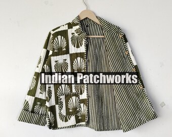 手作りのリバーシブルカンタキルティングジャケット：パッチワーク