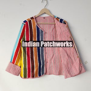 Block Print Quilted Kimono Jacket: Indian Cotton Handblock Coat