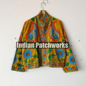 Embroidered Velvet Suzani Jacket: Boho Hippie Bomber Coat