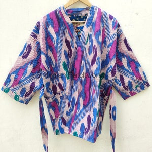 Reversible Ikat Print Puff Sleeve Jacket main image 1