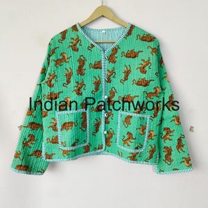 Block Print Quilted Jackets Cotton Bohemian Style Fall Winter Jacket Coat Streetwear Boho Quilted Reversible Hand Made Jacket for Women