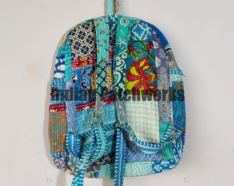 Couette en coton patchwork sac à dos coton indien sac pour ordinateur portable main boho hippie fourre-tout patch work tote bag réversible sac turquoise