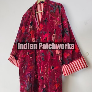 Long Sleeve Velvet Kimono Robes, Morning Tea Velvet Coat, Bridesmaid Robe, Women Wear Cotton Velvet robe, Velvet Jacket, Bridal Robe