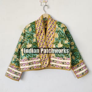 Green Patchwork Quilted Jacket Reversible Quilted Short Jacket/Coat,Women Wear New Style Coat,Partywear OR Gift For Her, Christmas Gift
