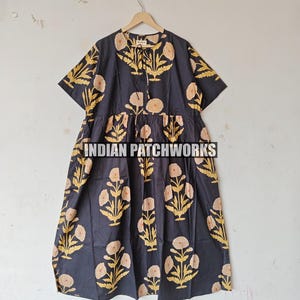Summer Wear Block print Midi Mini women girls Dress,Deep Neck with string closer bohemian dresses wedding bohemian boho hippie giftsdress