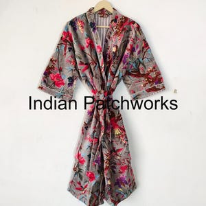 Floral Print Cotton Velvet Kimono Robe: Bridal Party Gift