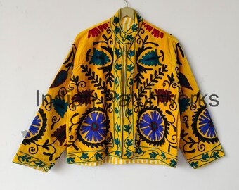 Handmade Velvet Suzani Embroidery Jacket, Suzani Jacket, Winter Wear Jacket Coat, Womens Coat, TNT Fabric Suzani Jacket, Robe, Gift For Her,