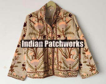 Velvet Suzani Embroidery Handmade Jacket, Suzani Jacket, Winter Wear Jacket Coat, Womens Coat, TNT Fabric Suzani Jacket, Robe, Gift For Her,
