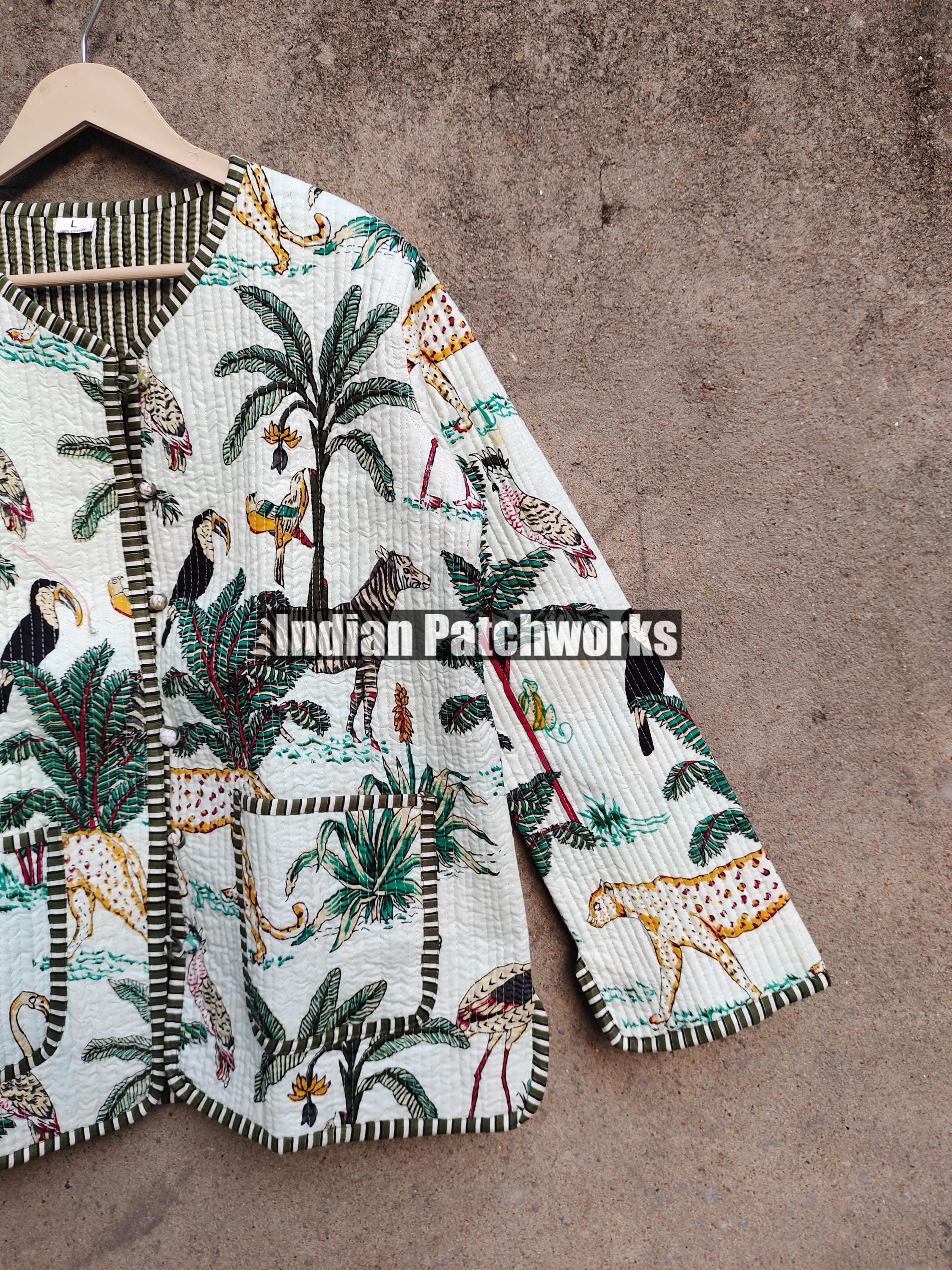 224663 Tribal Pattern Open-Front Cotton Jacket