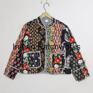 New Patchwork Jacket, Cotton Quilted Handmade Cotton Floral Jacket Reversible Strip Quilted Cotton Jacket Party Wear Gift For Women&#39;s