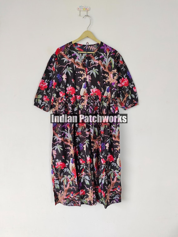 cotton voile midi dress in block print Floaty midi dress in block-print cotton voile