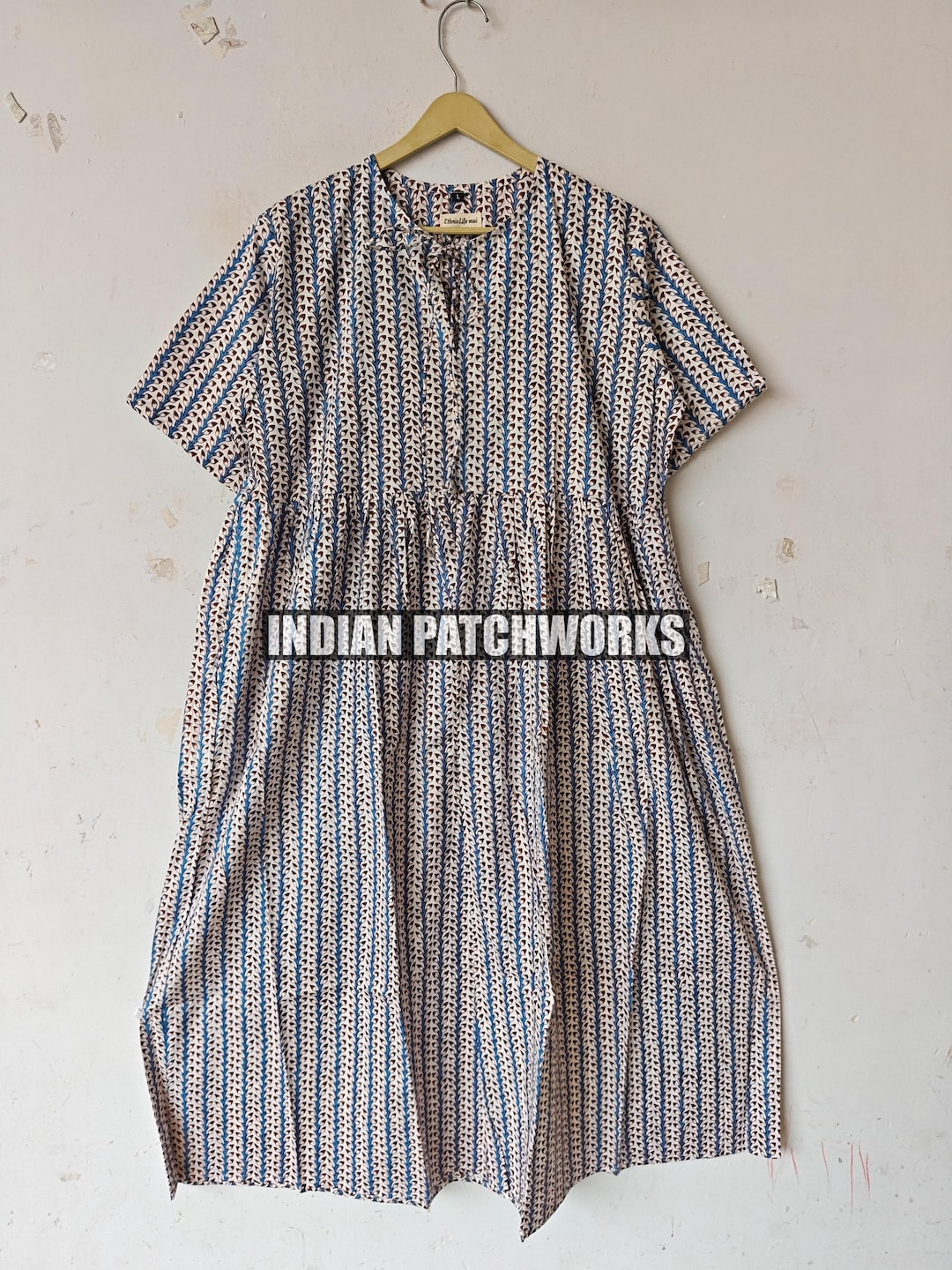 New Indian Design Block Print Cotton Summer Maxi Dress , Customizable ...