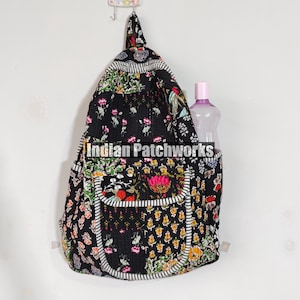 Cotton Patchwork Backpack: Bohemian Floral Laptop Bag