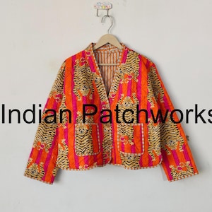 Block Printed Boho Style Quilted Handmade Jackets, Coat Holidays Gifts Button Closer Jacket for Women Gifts Cotton Women&#39;s Quilted Jacket