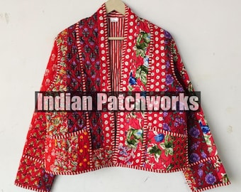 Veste d'hiver Veste en coton Veste matelassée Veste patchwork Veste en drap de coton Veste en coton pour femme Veste réversible Veste à manches longues